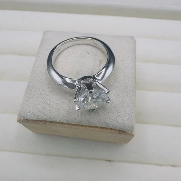 Moissanite Solitaire Engagement Ring 3.0Ct 9Mm Size 7 GRA Certified - Picture 10 of 12